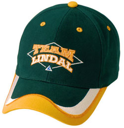 LEFT FRONT VIEW OF HAT WITH EMBROIDERED LOGO